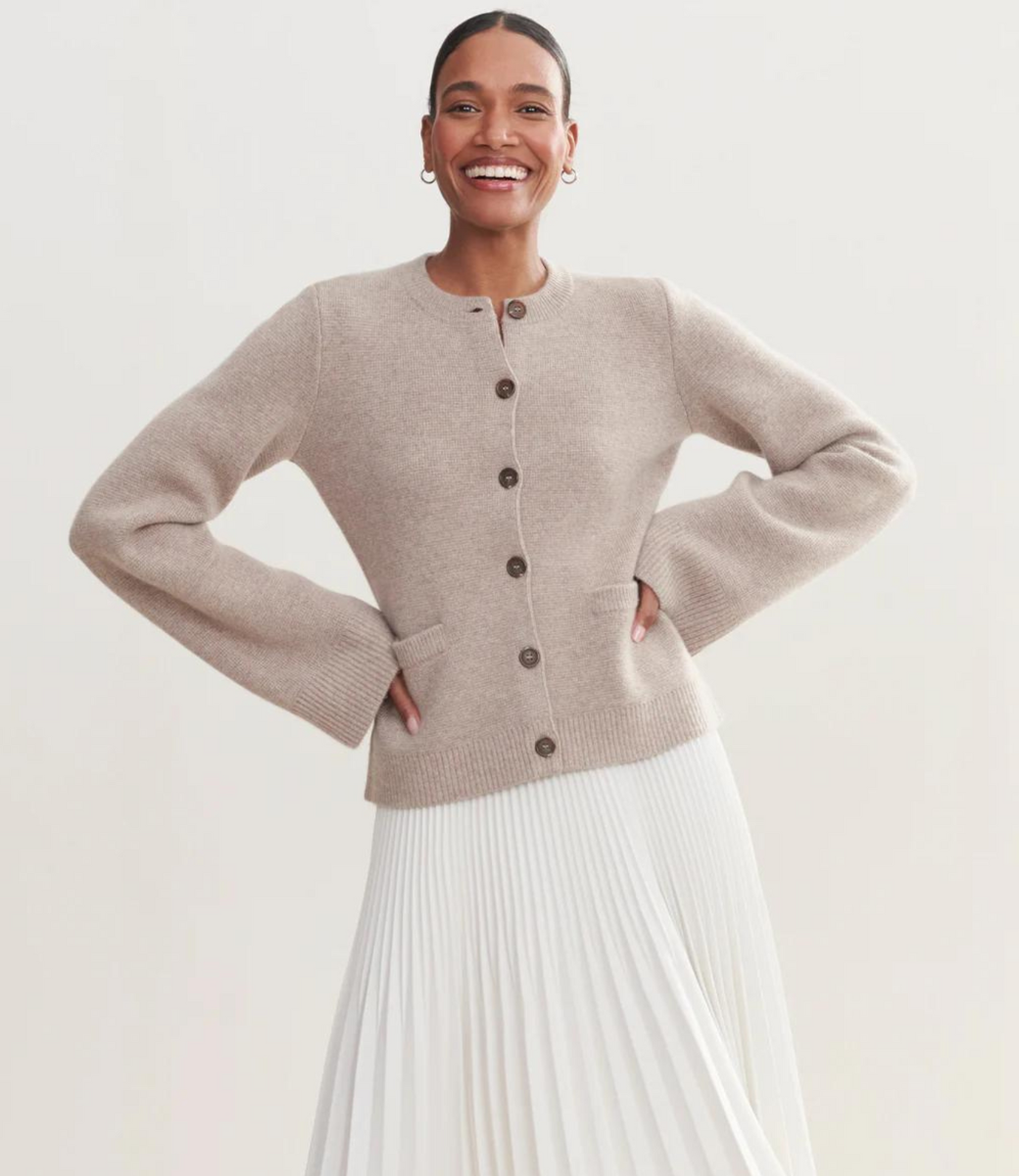 Women's Cardigan White/ Beige Winter Taupe/ Grey Taupe Grey