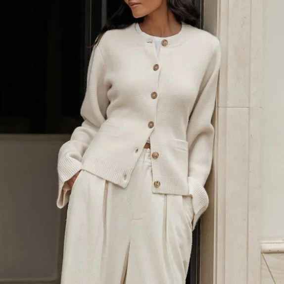 Women's Cardigan White/ Beige Winter Taupe/ Grey