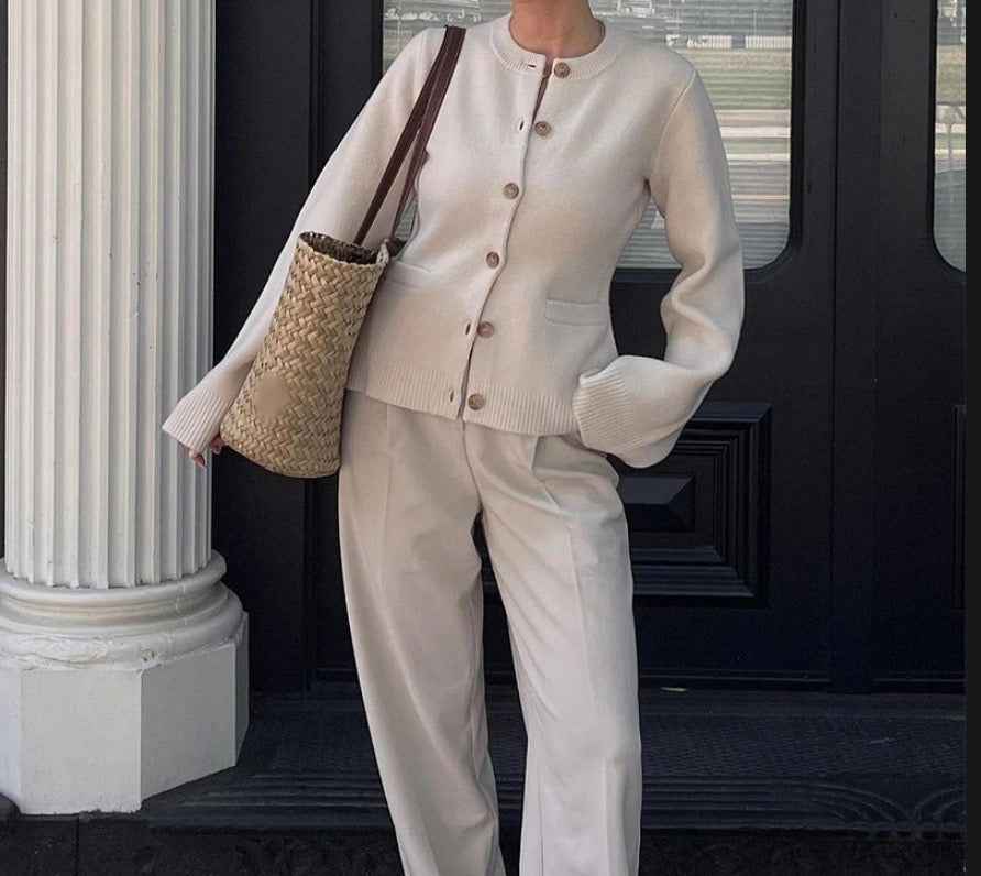 Women's Cardigan White/ Beige Winter Taupe/ Grey