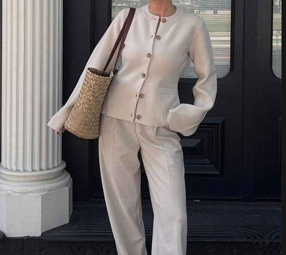 Women's Cardigan White/ Beige Winter Taupe/ Grey