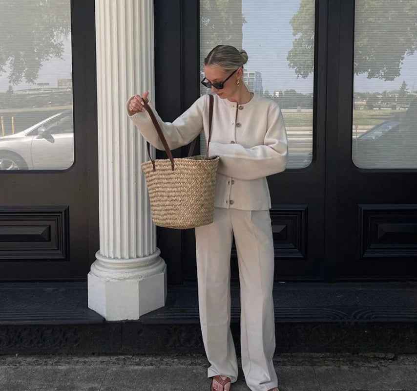 Women's Cardigan White/ Beige Winter Taupe/ Grey