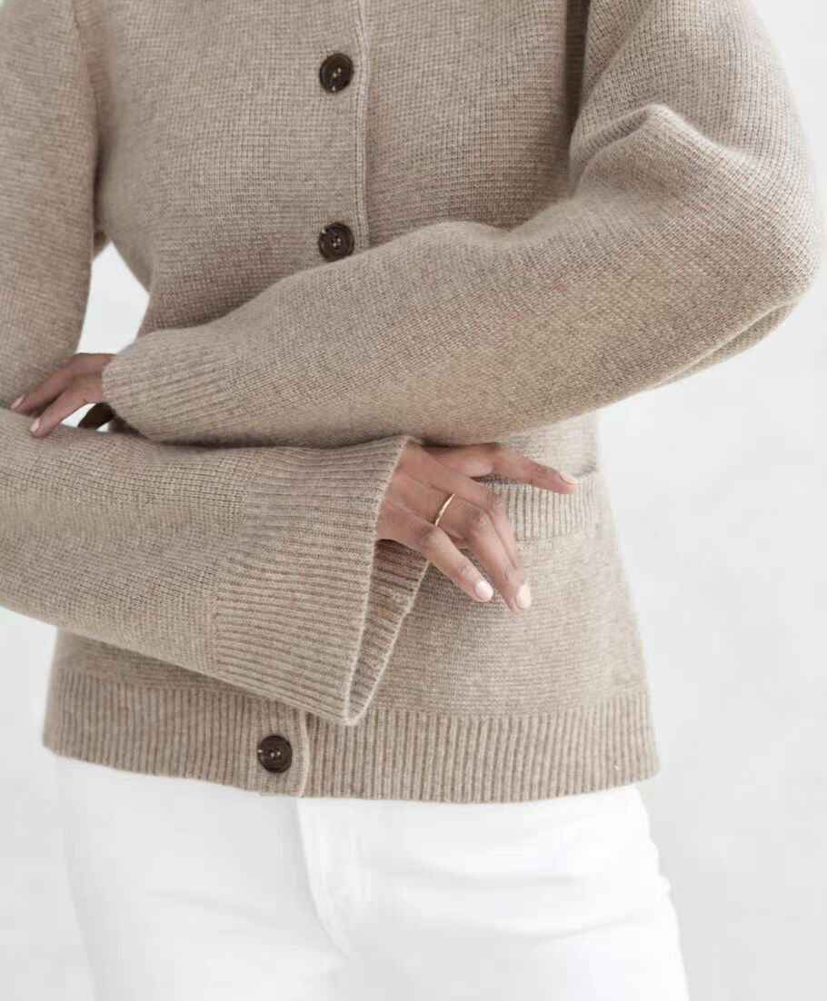 Women's Cardigan White/ Beige Winter Taupe/ Grey
