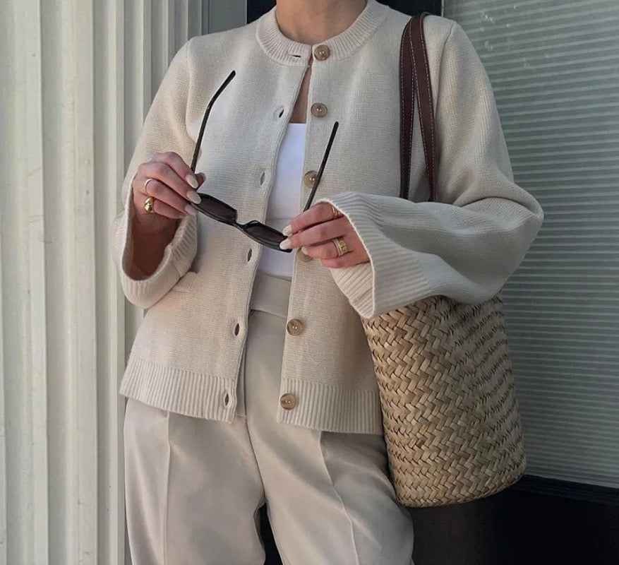 Women's Cardigan White/ Beige Winter Taupe/ Grey