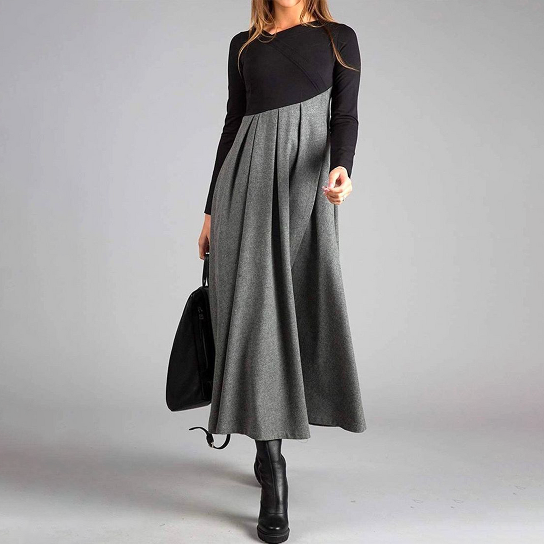 Women's Elegant Long Sleeve Maxi Dress for Any Occasion Black Grey
