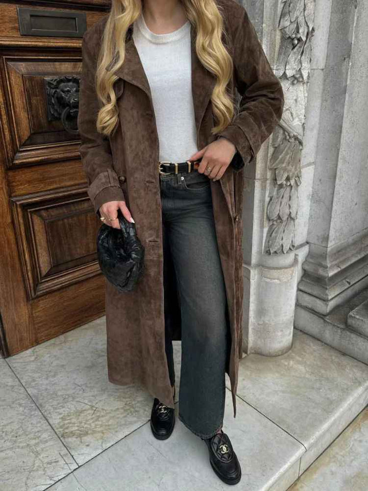 Women's Elegant Long Suede Coat
