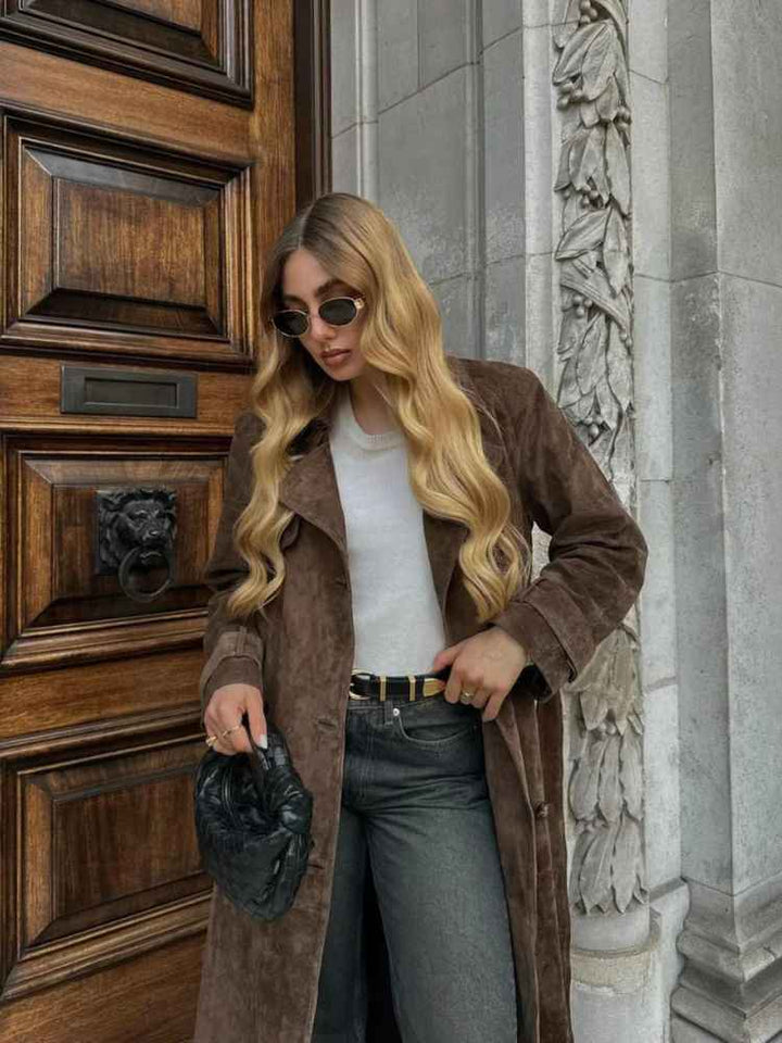 Women's Elegant Long Suede Coat
