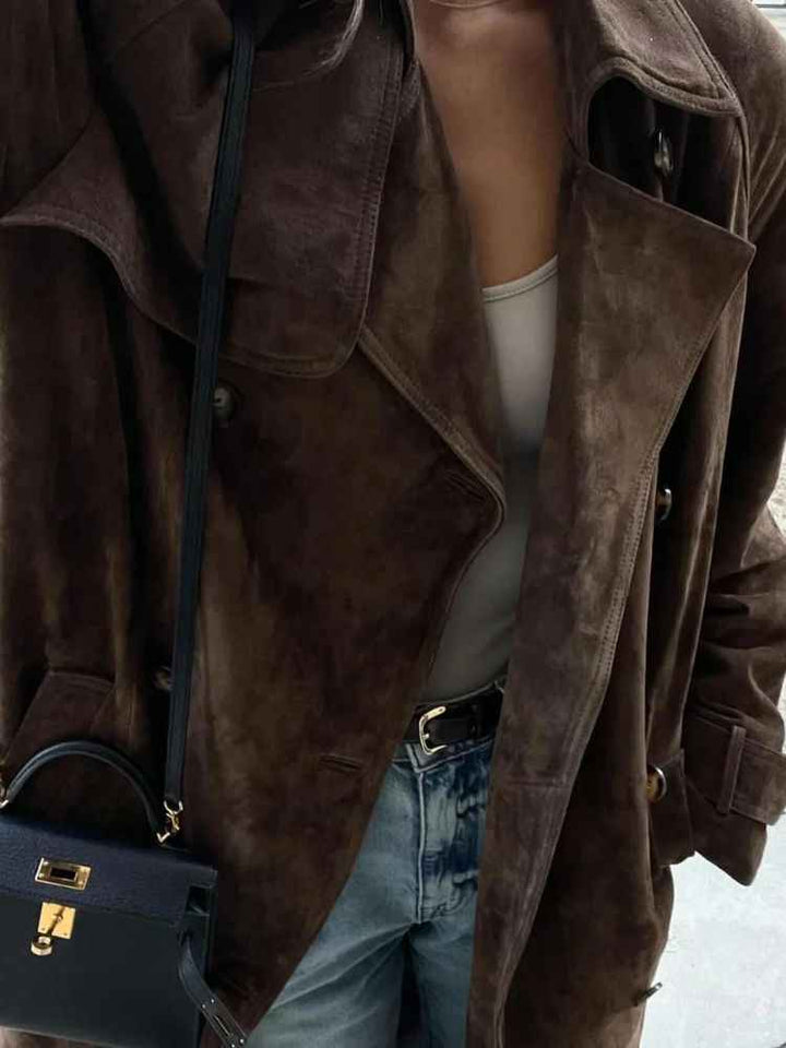 Women's Elegant Long Suede Coat
