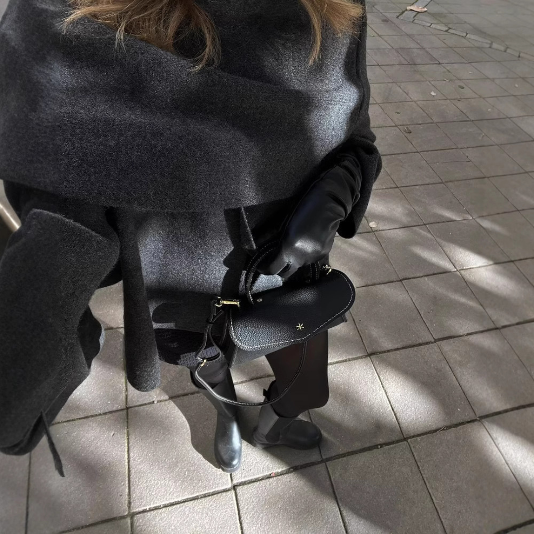 Women's Elegant Oversized Wool Blend Wrap Coat with Long Wide Sleeves