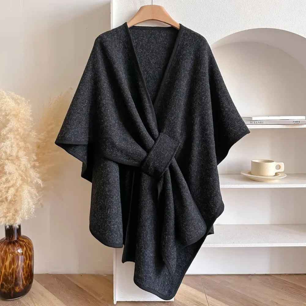 Women's Elegant Shawl Coat Black One size