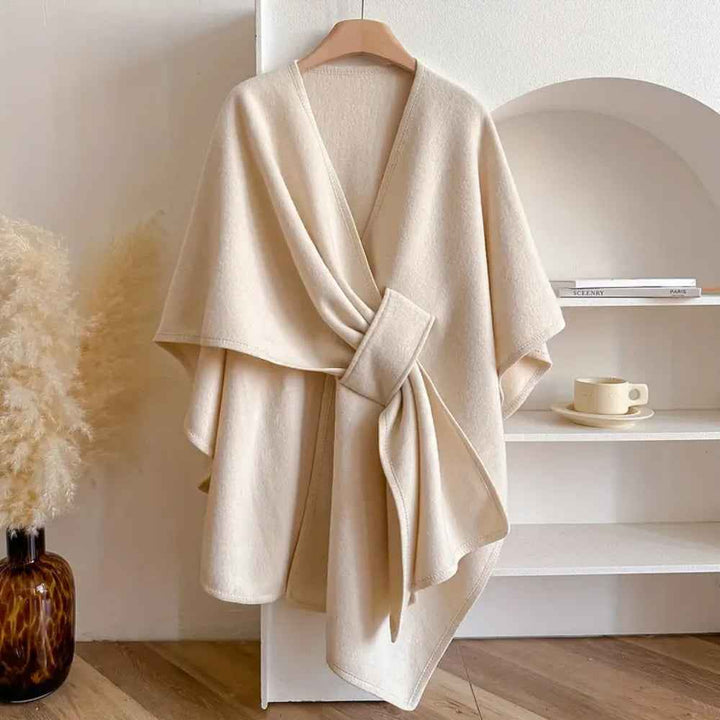 Women's Elegant Shawl Coat Ivory One size