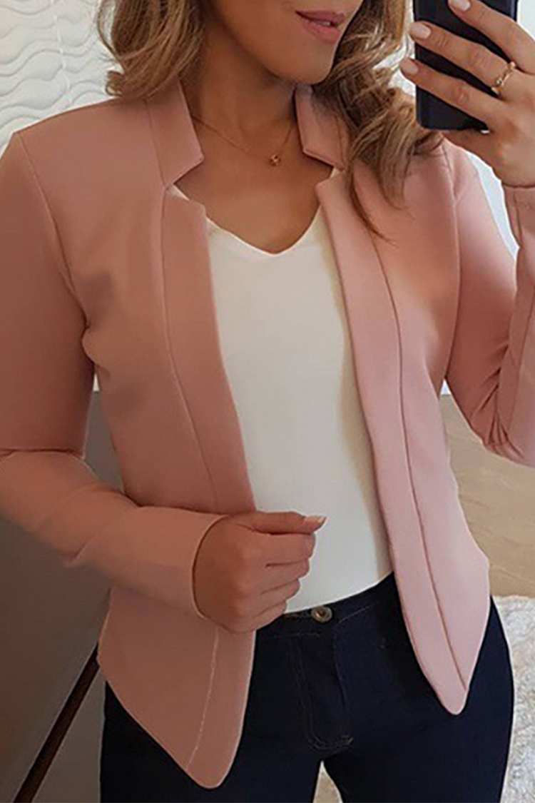 Women's Blazer Slim Button Closure White Winter Black Dark Pink