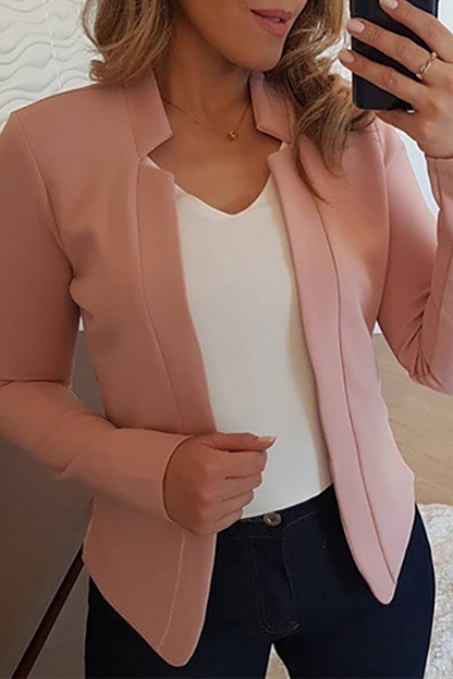 Women's Blazer Slim Button Closure White Winter Black Dark Pink