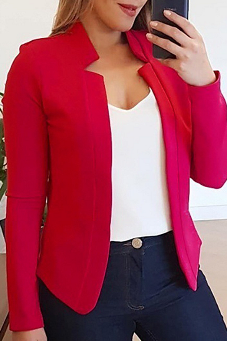 Women's Elegant Tailored Pink Blazer Red