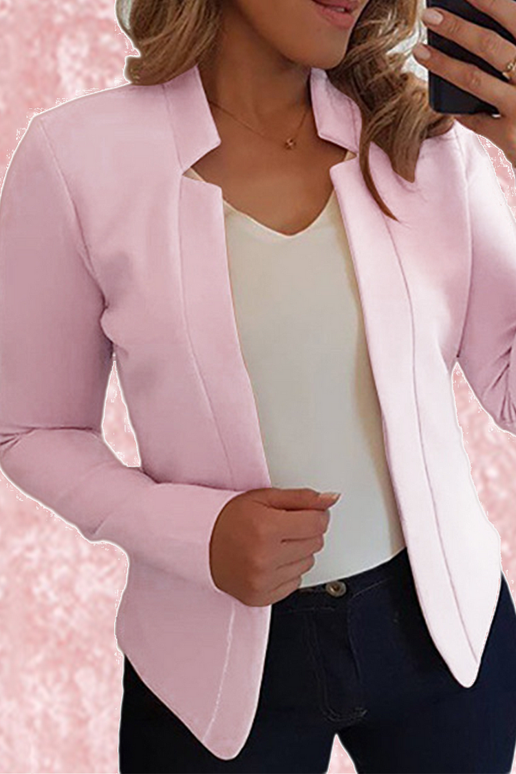 Women's Blazer Slim Button Closure White Winter Black Light Pink