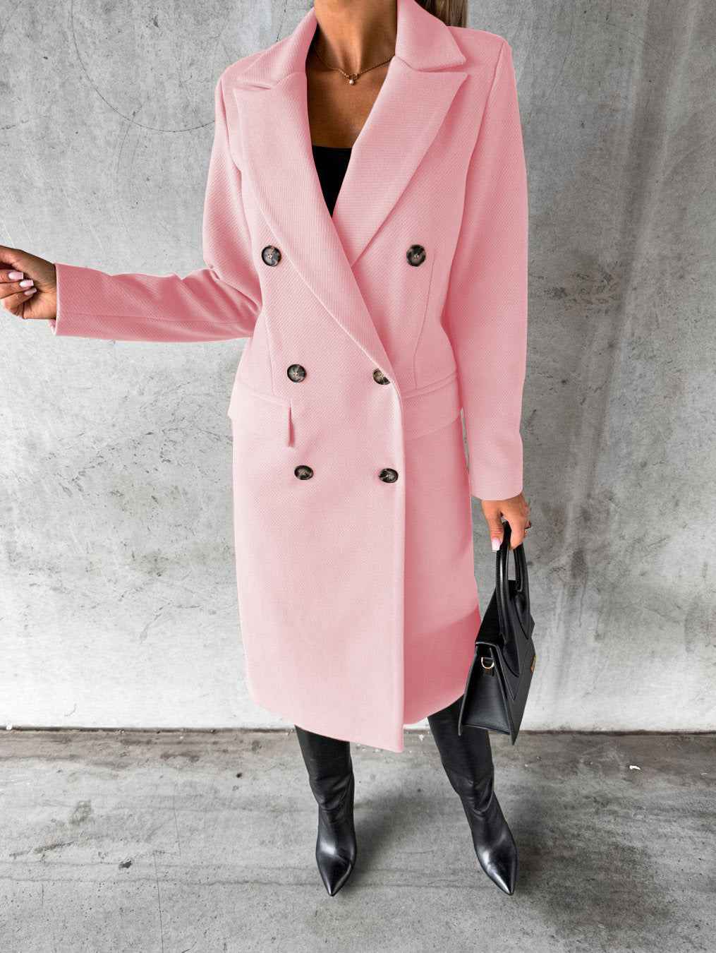 Women's Elegant Wool Coat Pink