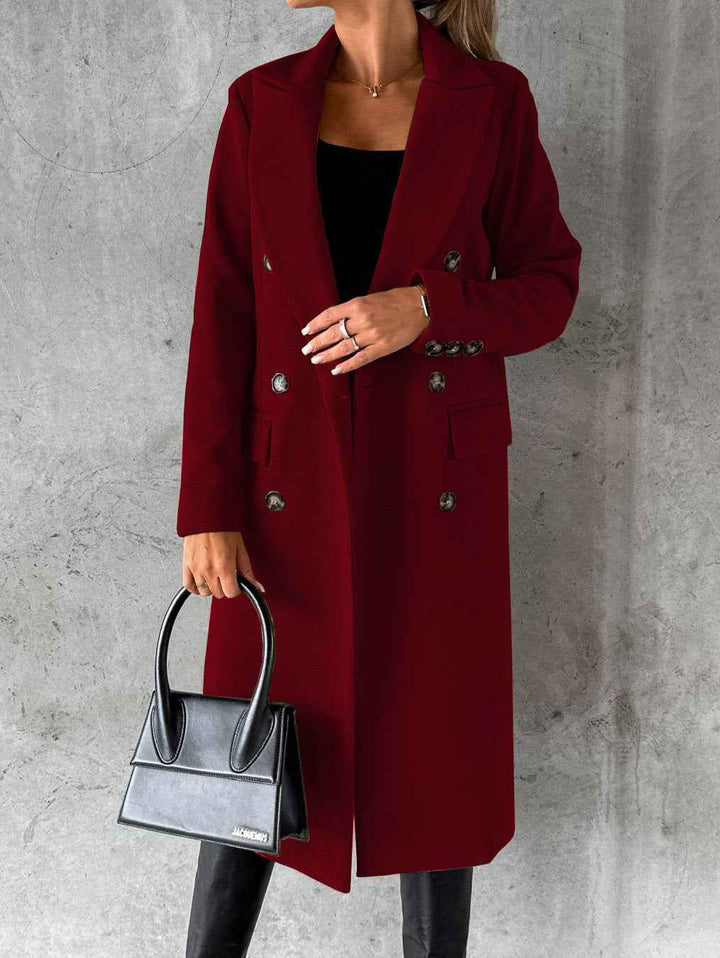 Women's Elegant Wool Coat Red