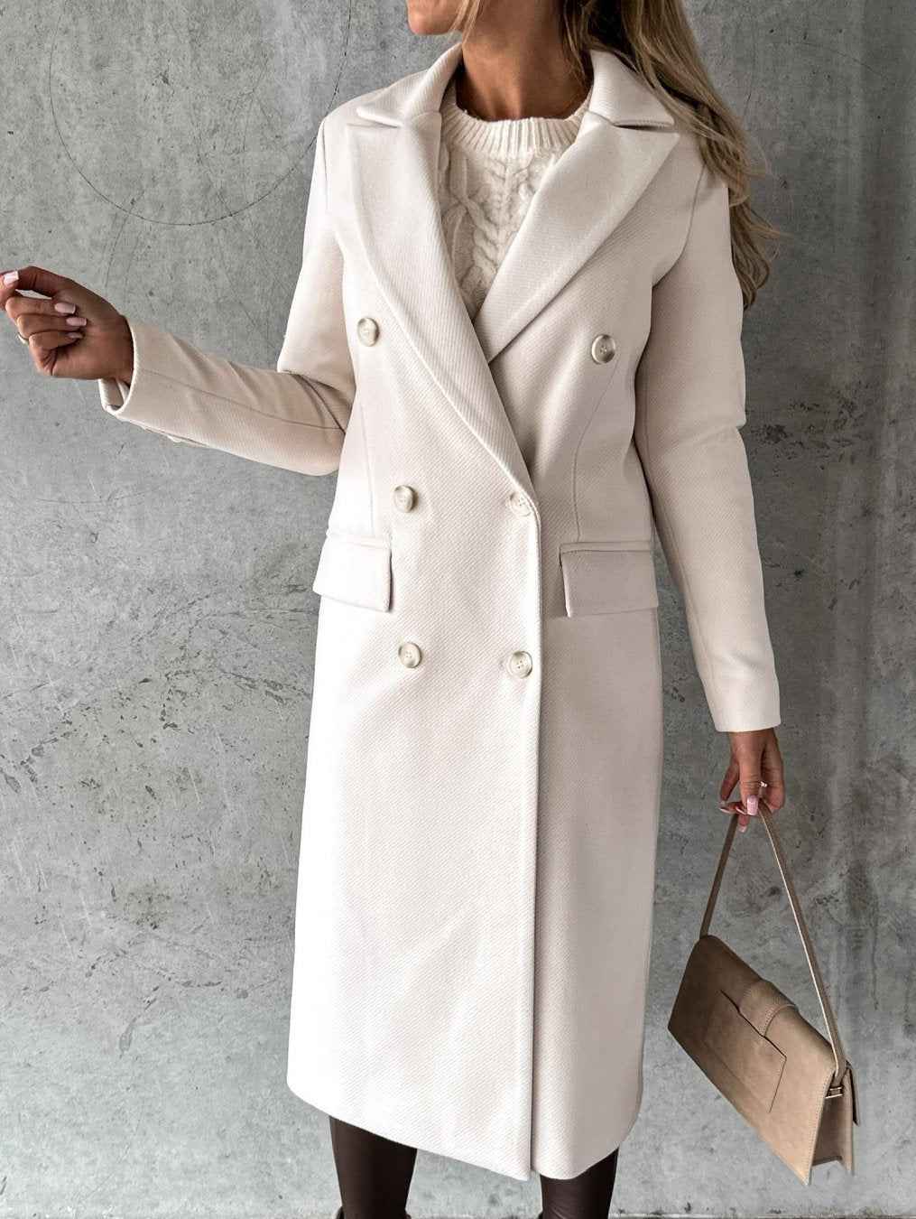 Women's Elegant Wool Coat Beige
