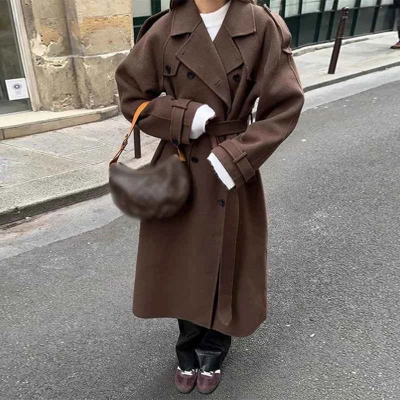 Women's Elegant Wool Coat for Autumn & Winter