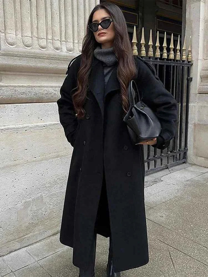 Women's Elegant Wool Coat for Autumn & Winter