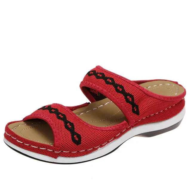 Women's Embroidered Wedge Sandals with Cushioned Sole
