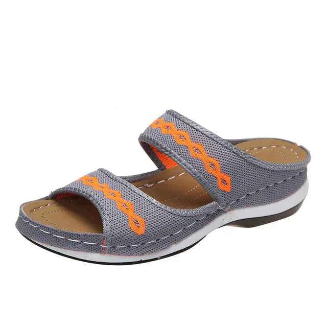 Women's Embroidered Wedge Sandals with Cushioned Sole