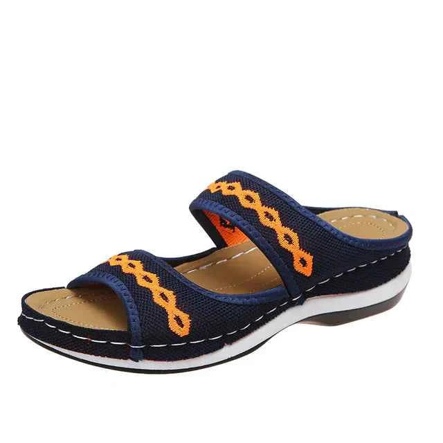 Women's Embroidered Wedge Sandals with Cushioned Sole