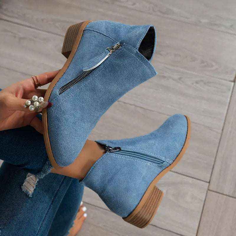 Women's Ergonomic Ankle Boots – Stylish Comfort and Support Blue