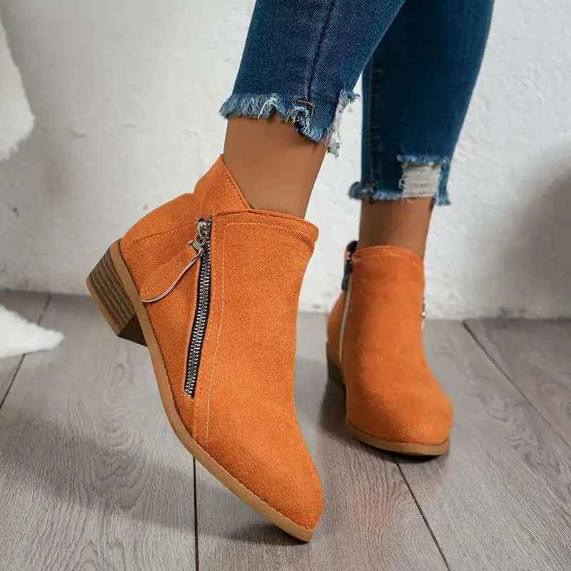 Women's Ergonomic Ankle Boots – Stylish Comfort and Support Orange