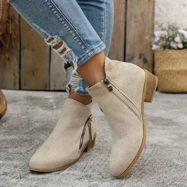 Women's Ergonomic Ankle Boots – Stylish Comfort and Support Beige