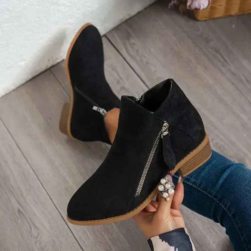 Women's Ergonomic Ankle Boots – Stylish Comfort and Support Black