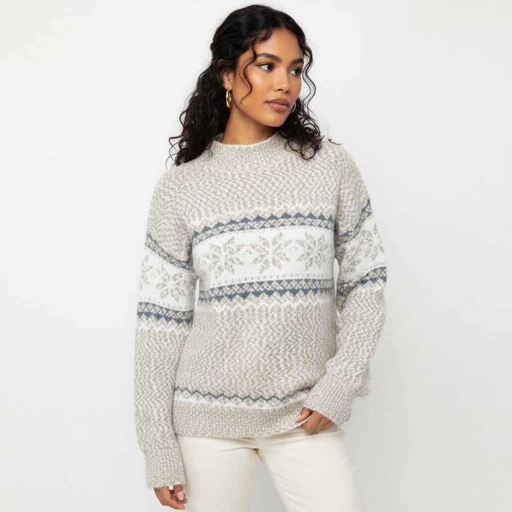 Women's Fair Isle Crew Neck Sweater Beige
