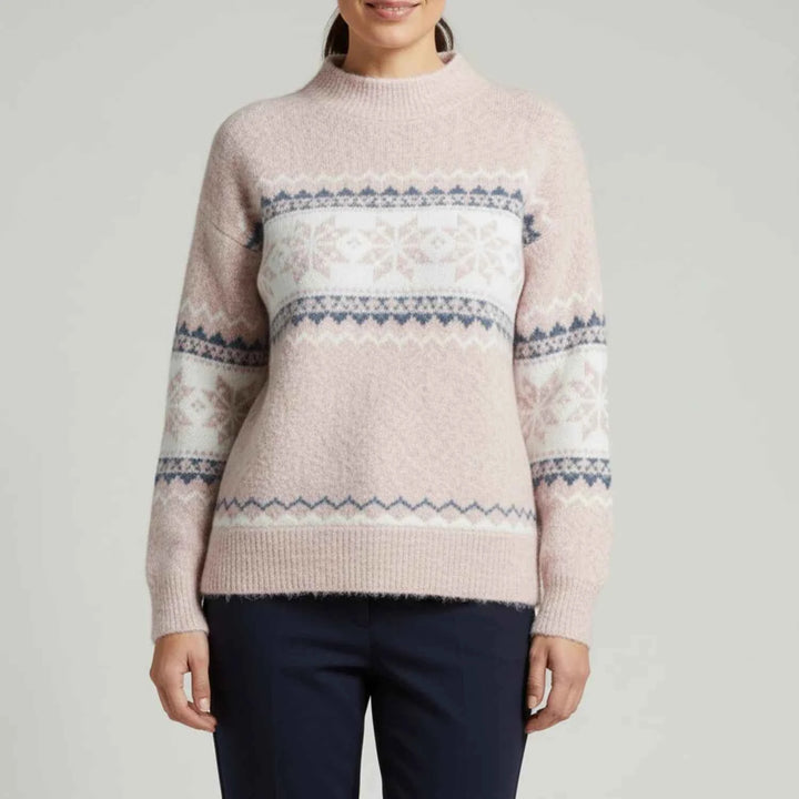Women's Fair Isle Pattern Mock Neck Pullover Sweater