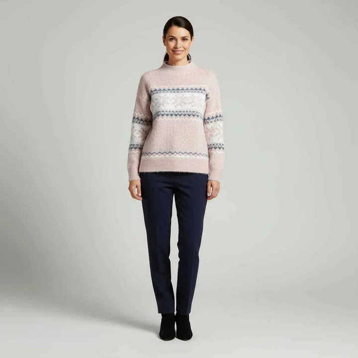 Women's Fair Isle Pattern Mock Neck Pullover Sweater
