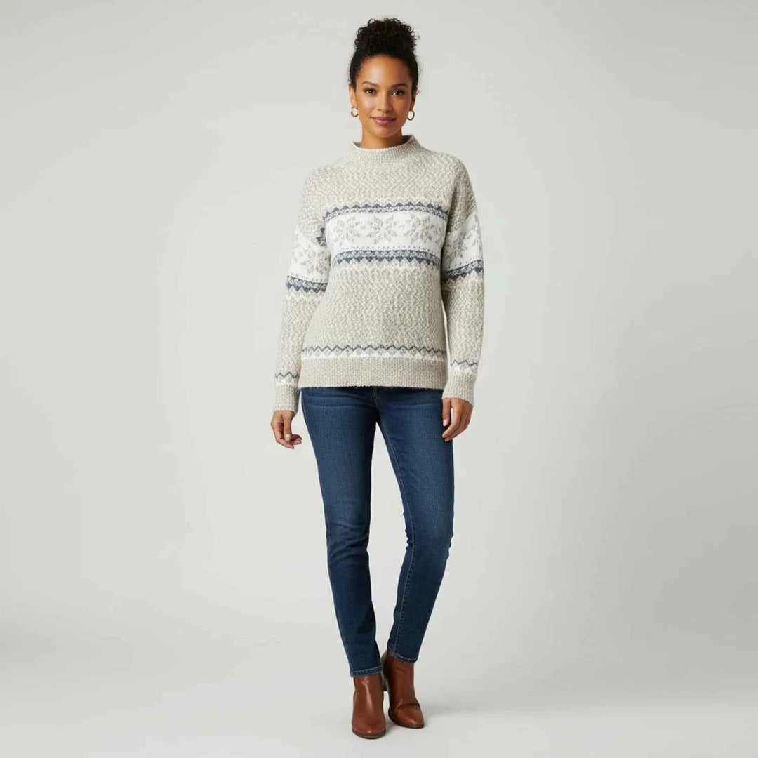 Women's Fair Isle Pattern Mock Neck Pullover Sweater