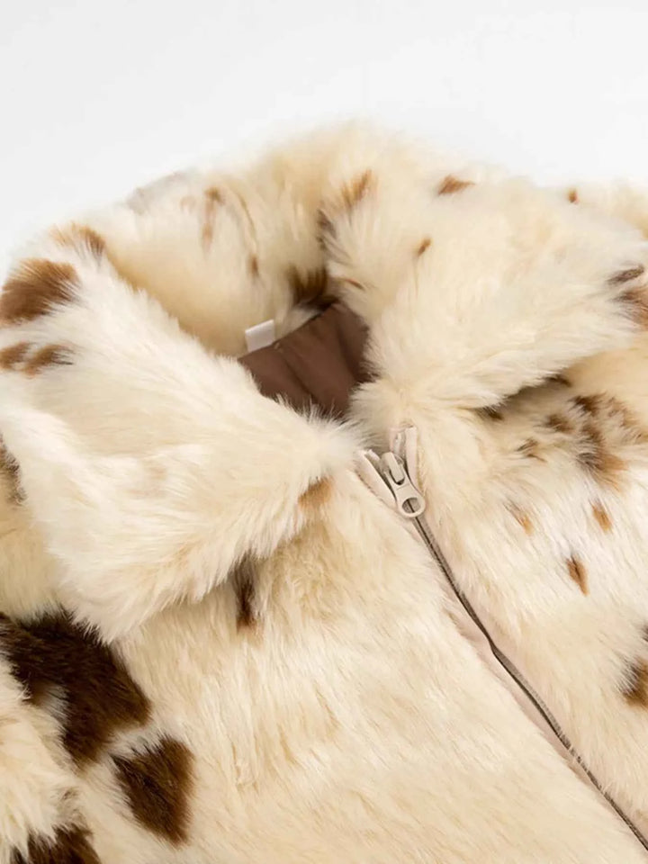 Women's Faux-Fur Cropped Zip-Up Jacket - Stylish & Cozy Outerwear