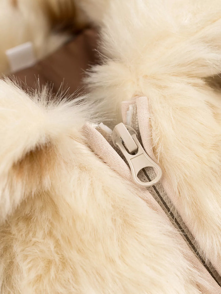 Women's Faux-Fur Cropped Zip-Up Jacket - Stylish & Cozy Outerwear