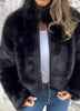 Women's Faux Fur Jacket - High Collar - Regular Fit - Zipper Closure - Stylish & Warm