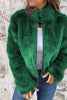 Women's Faux Fur Jacket - High Collar - Regular Fit - Zipper Closure - Stylish & Warm