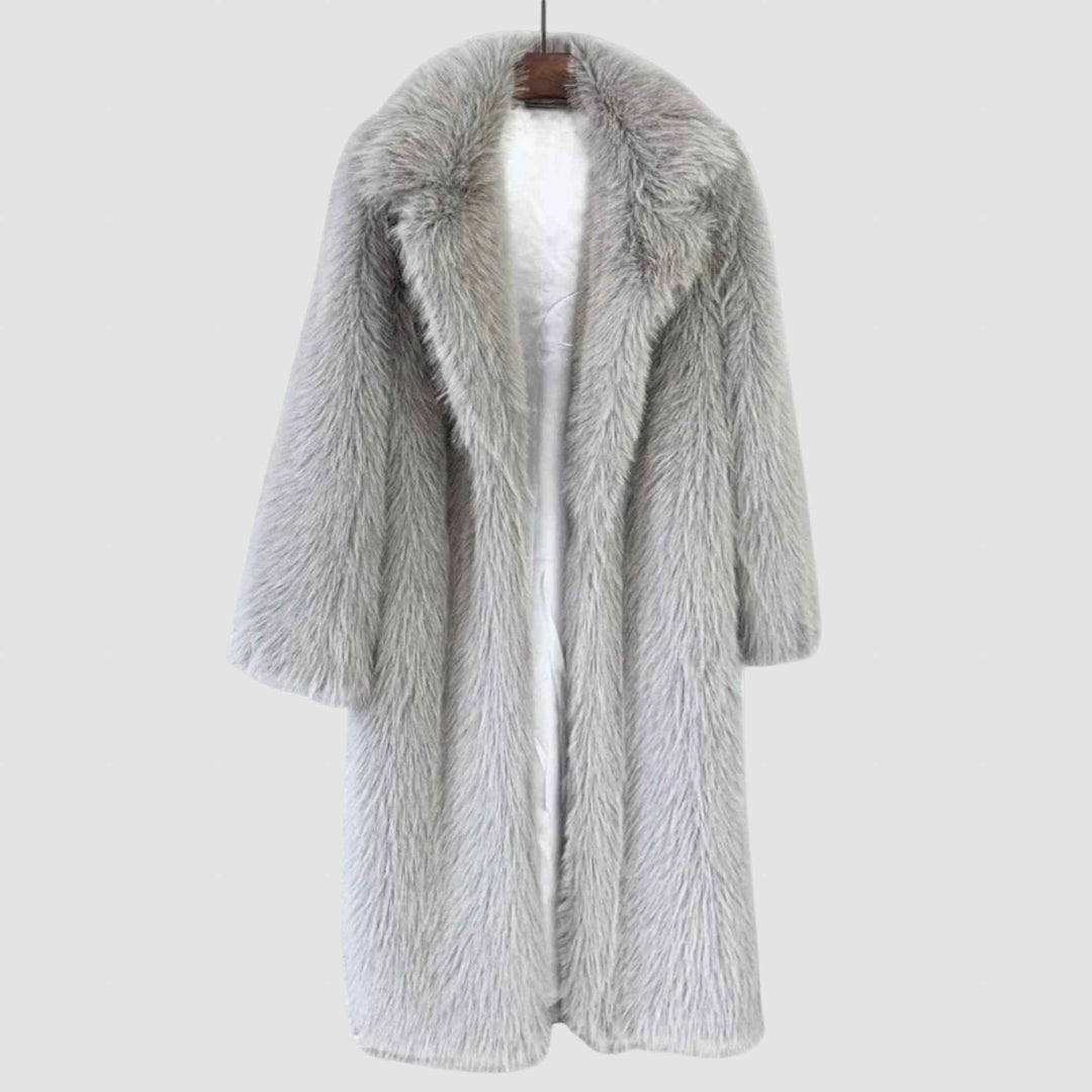 Women's Faux Fur Long Winter Coat - Stylish & Warm Outerwear Grey