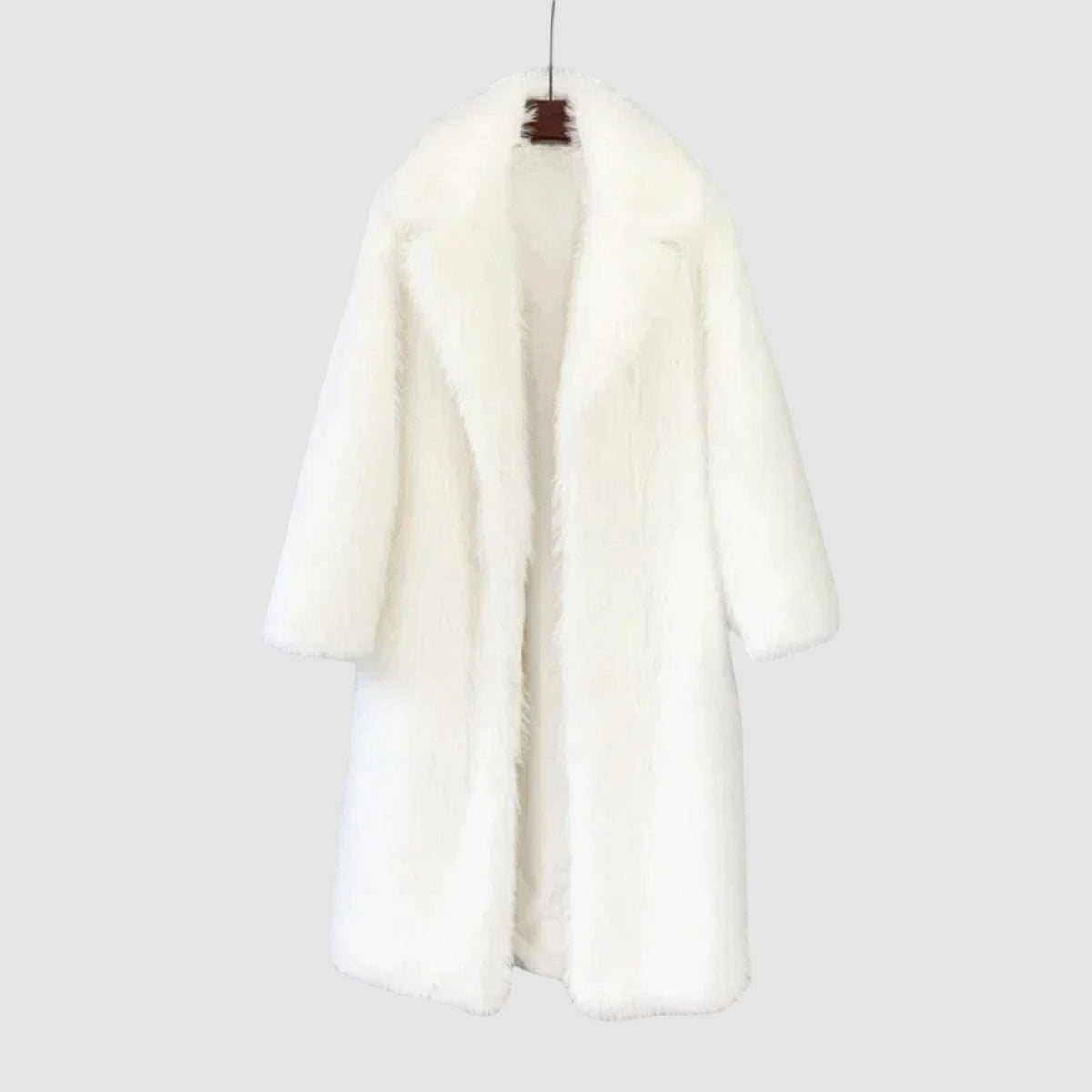 Women's Faux Fur Coat Relaxed Fit Pockets Khaki Winter Grey White