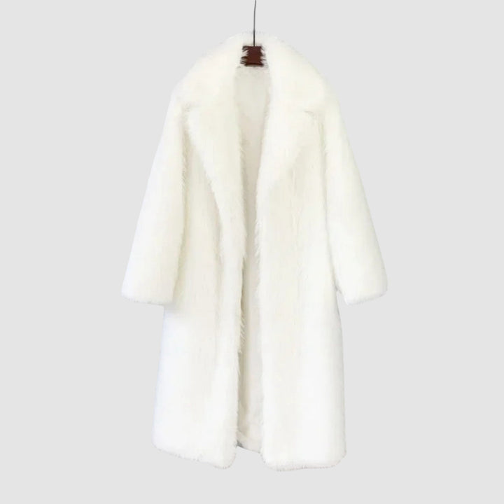 Women's Faux Fur Long Winter Coat - Stylish & Warm Outerwear White