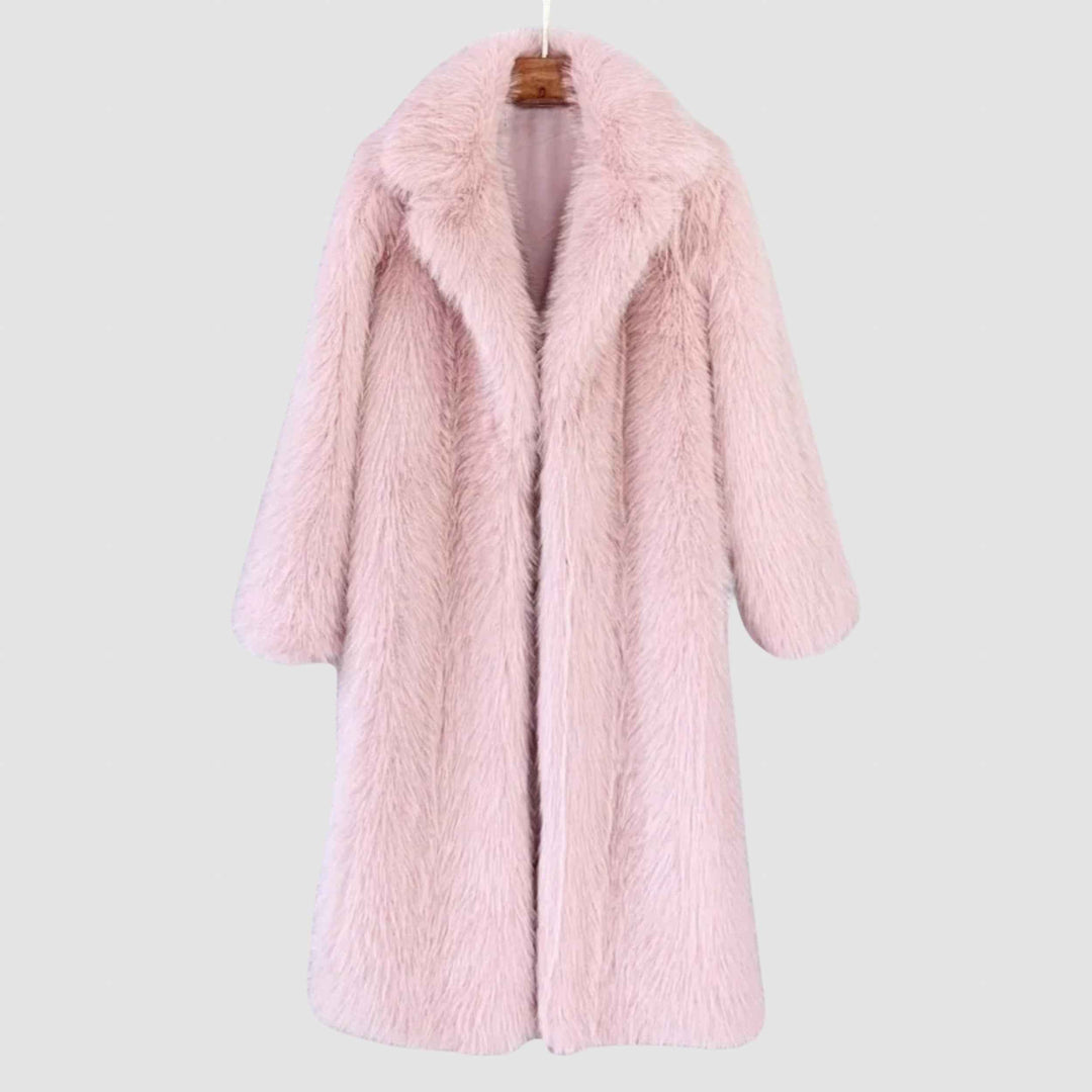 Women's Faux Fur Long Winter Coat - Stylish & Warm Outerwear Pink