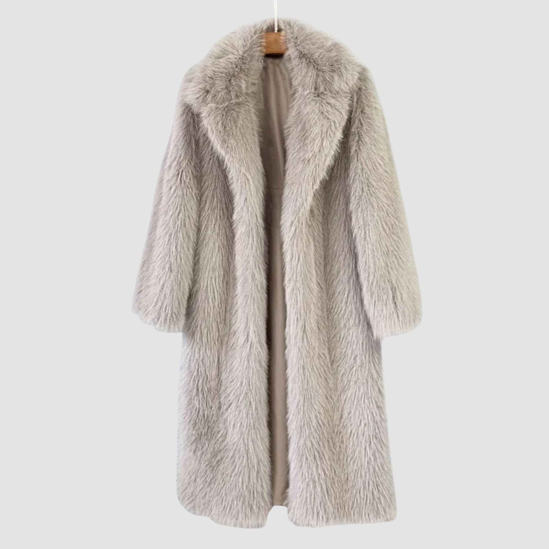 Women's Faux Fur Long Winter Coat - Stylish & Warm Outerwear Khaki