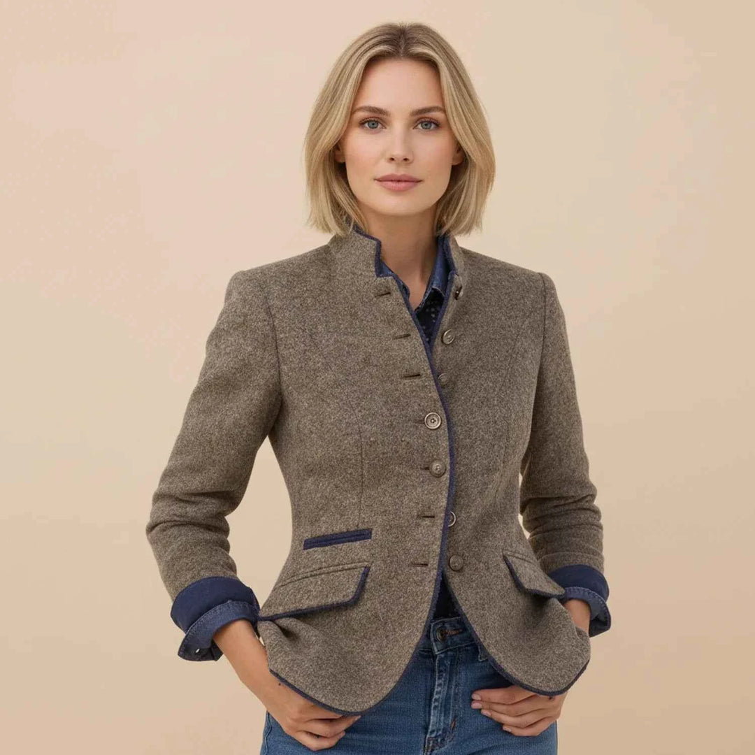 Women's Fitted Blazer Jacket Brown