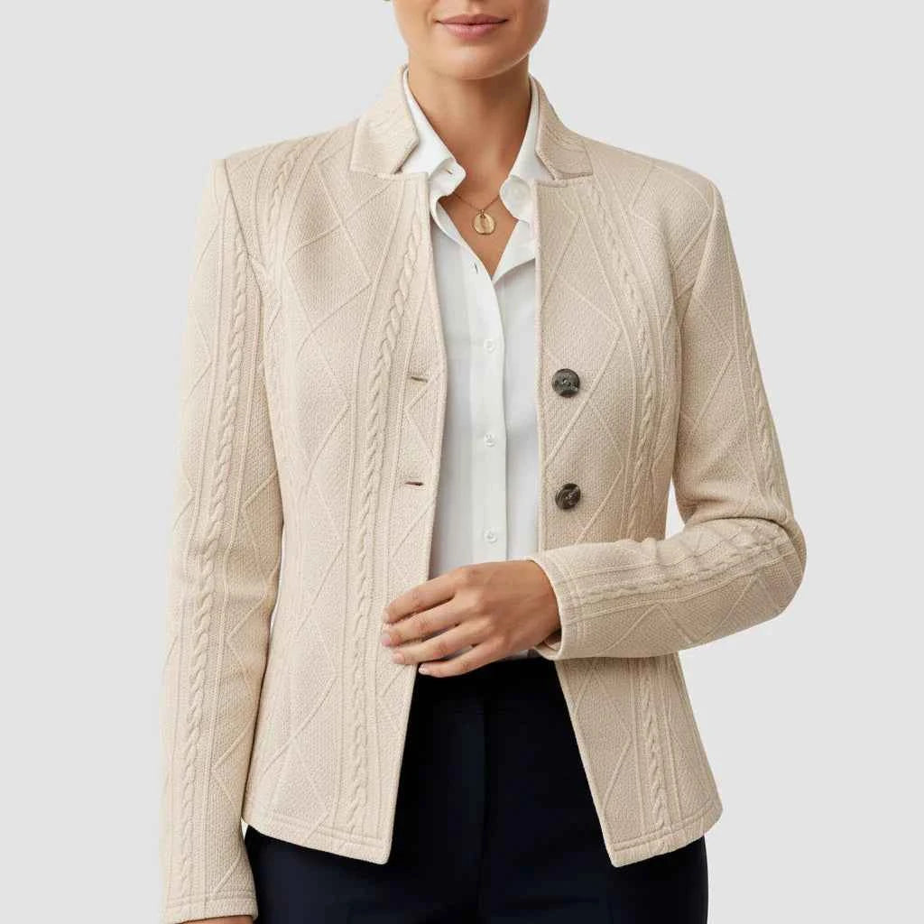 Women's Fitted Blazer Jacket Beige