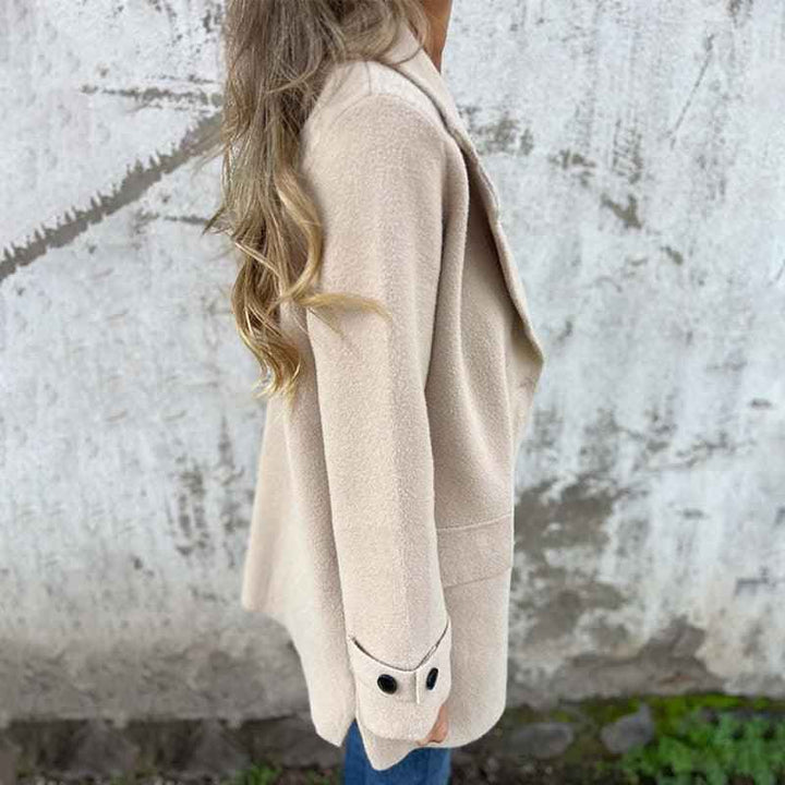 Women's Fitted Long Sleeve Coat - Single-Breasted with Classic Lapel