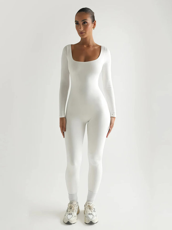 Women's Fitted Long Sleeve Jumpsuit White