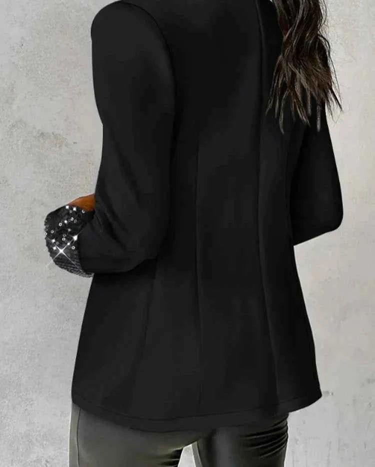 Women's Fitted Sequin Blazer - Hip Length - Glamorous Style