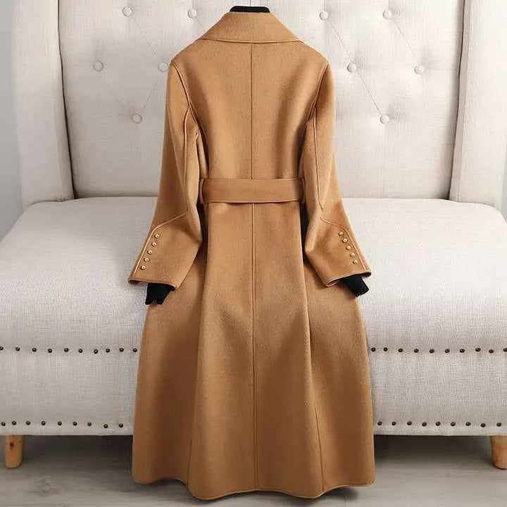 Women's Fitted Woolblend Trenchcoat - Double-Breasted with Belt