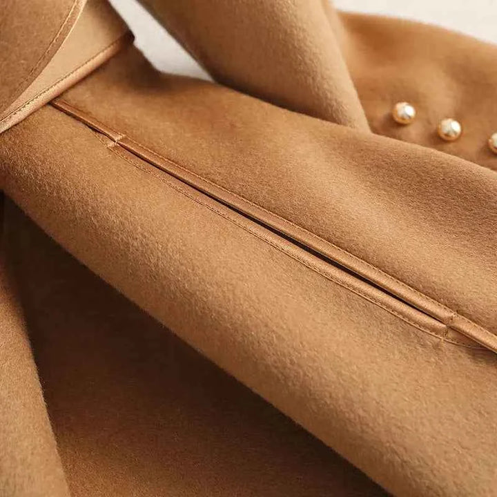 Women's Fitted Woolblend Trenchcoat - Double-Breasted with Belt